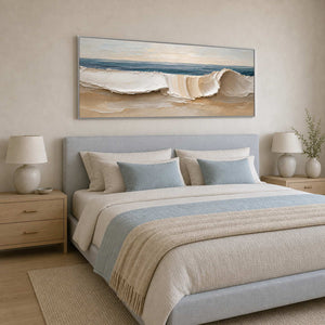 Textured Coastal Wall Art displayed in a refined bedroom.