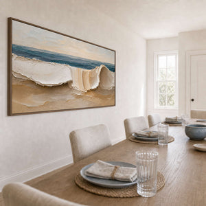 Textured Coastal Wall Art displayed in a refined dining room.