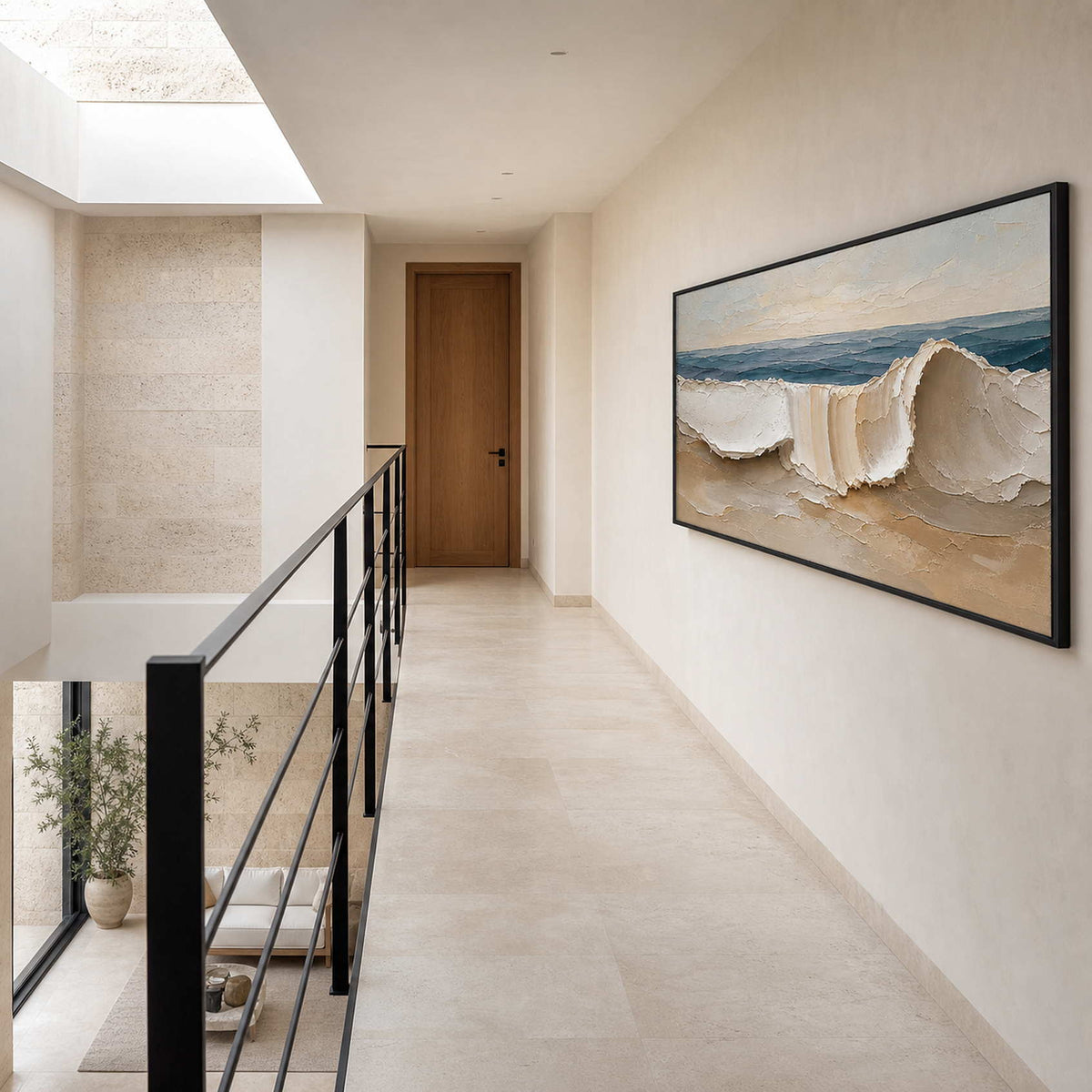 Textured Coastal Wall Art displayed in a refined entryway.
