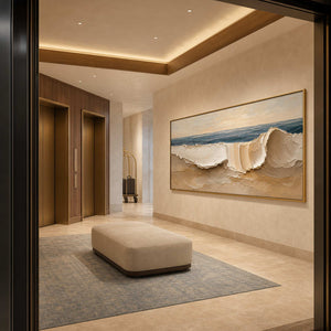 Textured Coastal Wall Art displayed in a refined hospitality.