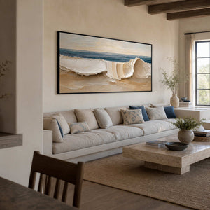 Textured Coastal Wall Art displayed in a refined living room.