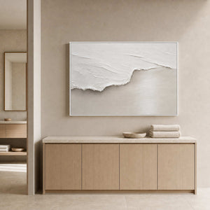 Minimalist Textured Wall Art displayed in a refined bathroom.
