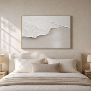 Minimalist Textured Wall Art displayed in a refined bedroom.