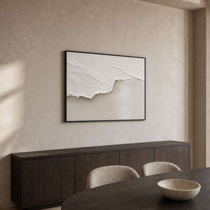Minimalist Textured Wall Art displayed in a refined dining room.