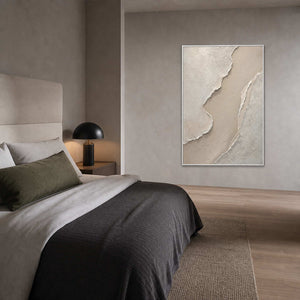 Minimalist Textured Wall Art displayed in a refined bedroom.