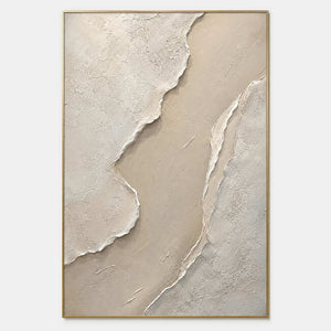 Hand-painted minimalist textured wall art in white, neutral, and beige & cream.