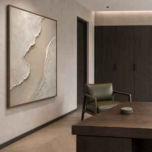 Minimalist Textured Wall Art displayed in a refined office.