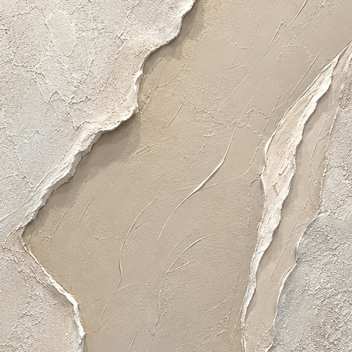 Close-up of raised hand-painted texture in white, neutral, and beige & cream.