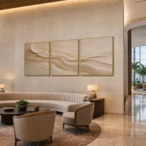 Neutral Textured Art Set displayed in a refined hospitality.
