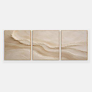 Hand-painted neutral textured art set in neutral, white, and beige & cream.