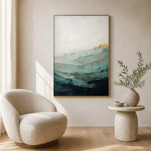 Textured Coastal Wall Art displayed in a refined living room.