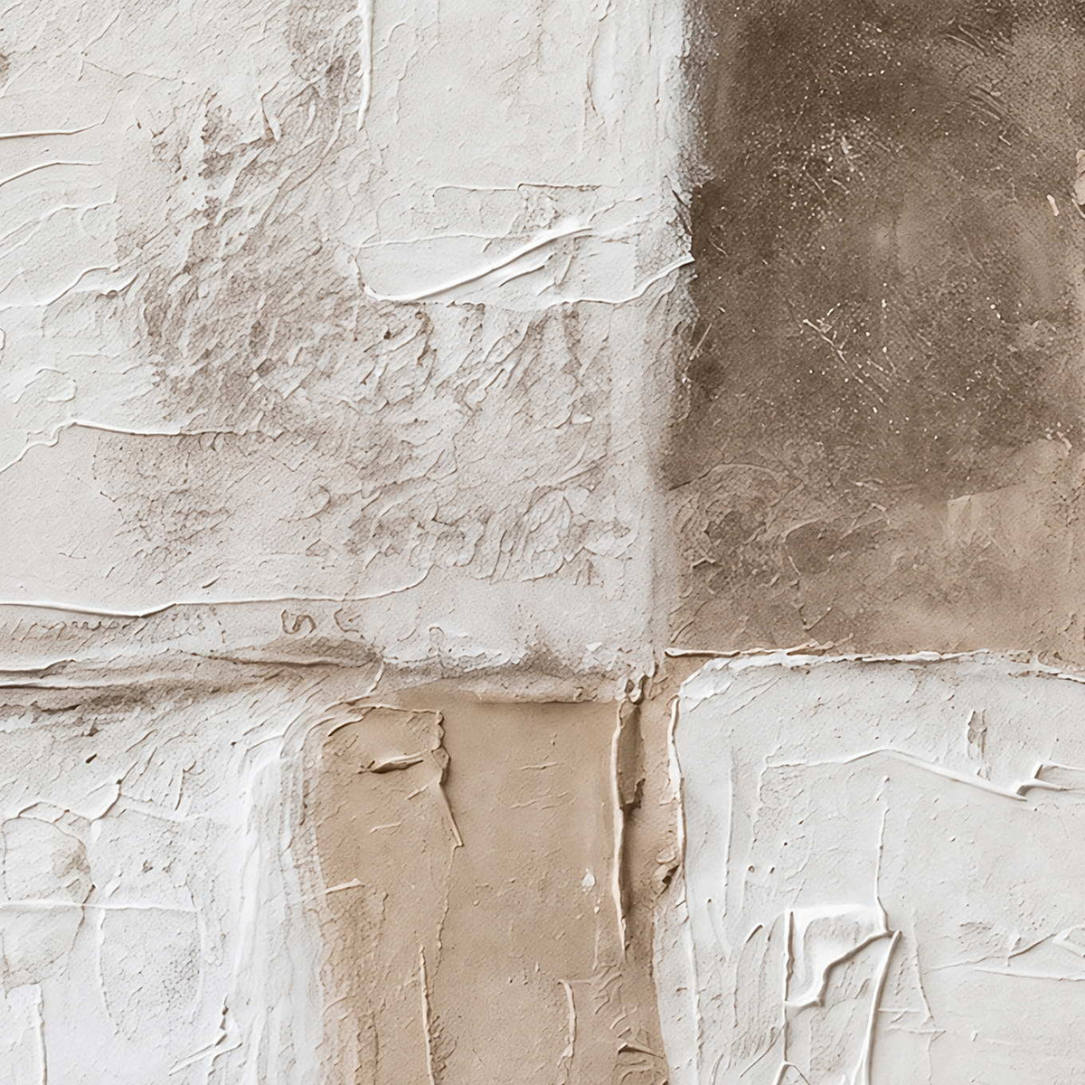 Close-up of Time in Soft Focus showing scuffed cream layers, gray-brown patches and irregular raised edges.