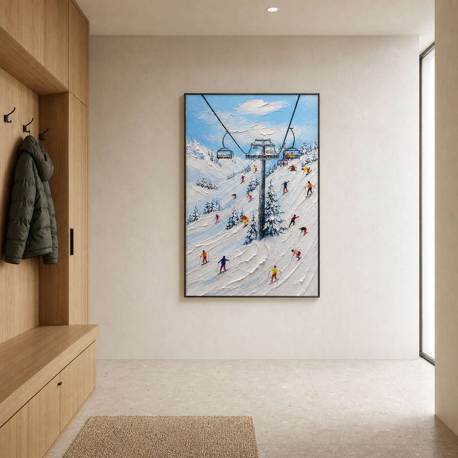 Ski Landscape Wall Art displayed in a refined entryway.