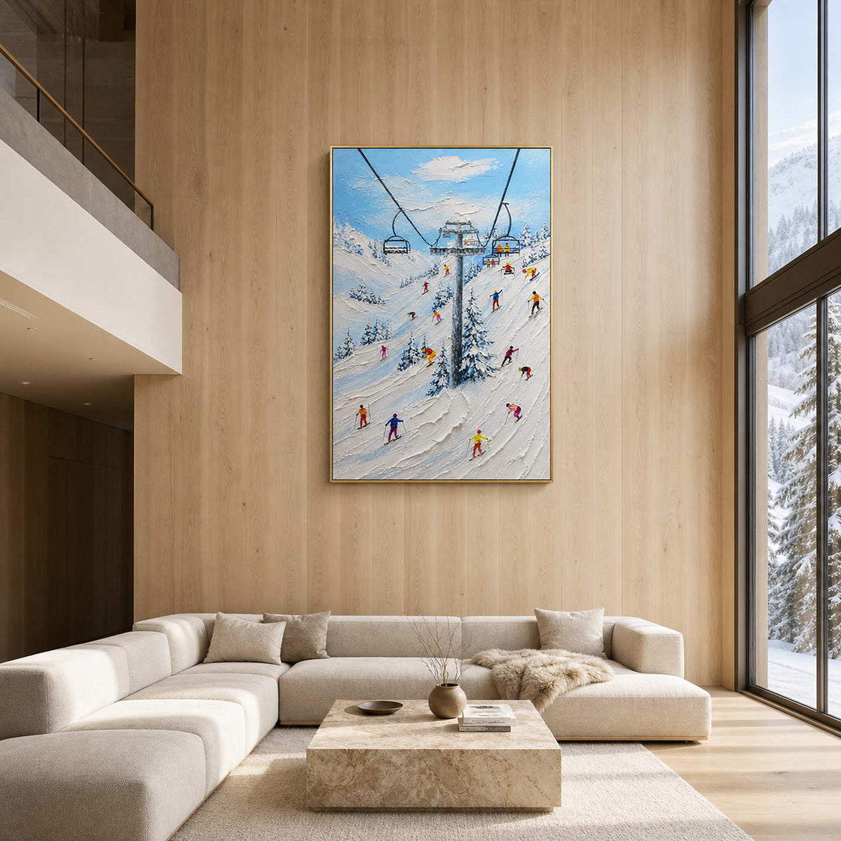 Ski Landscape Wall Art displayed in a refined living room.