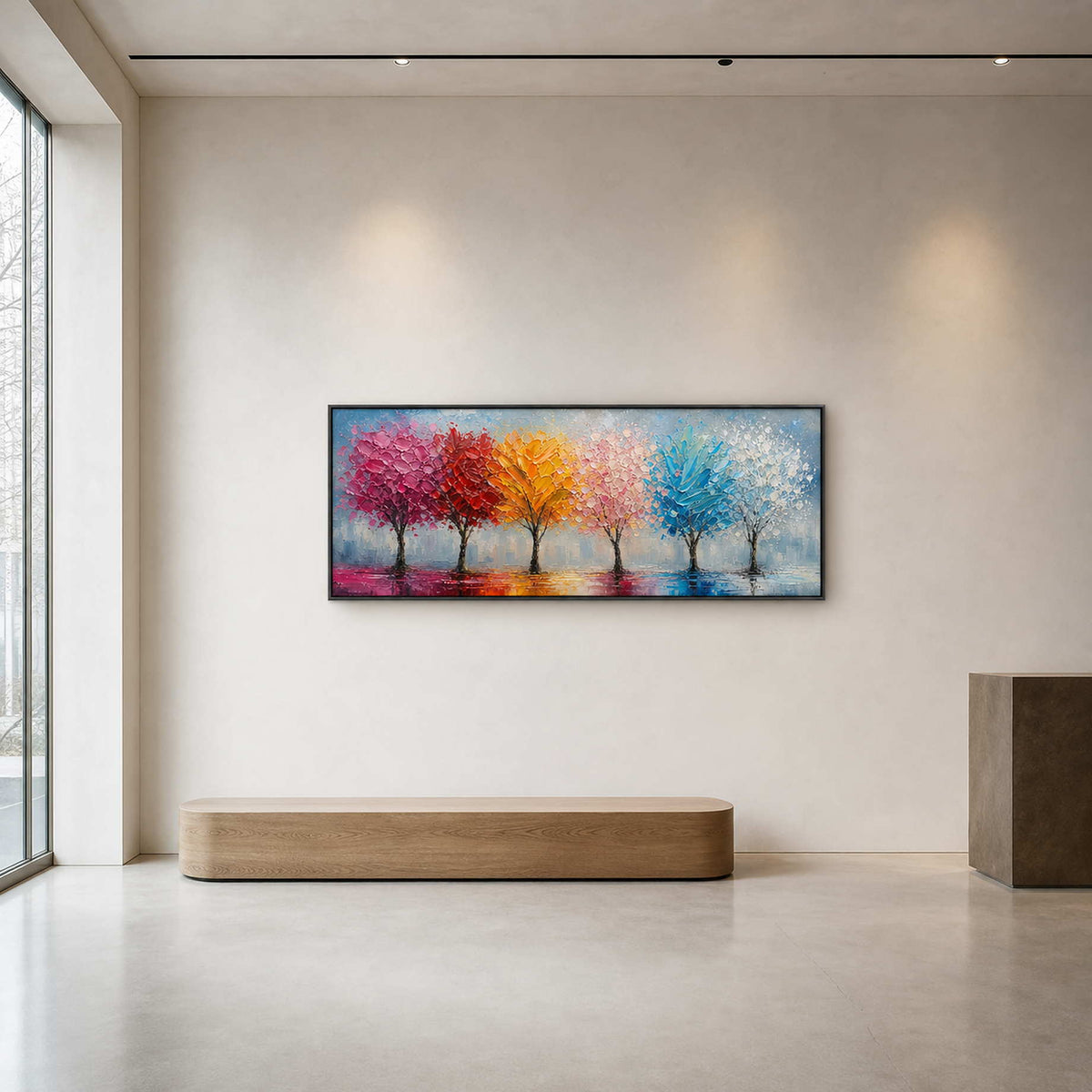 Colorful Landscape Wall Art displayed in a refined hospitality lounge 3.