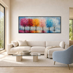 Colorful Landscape Wall Art displayed in a refined living room.