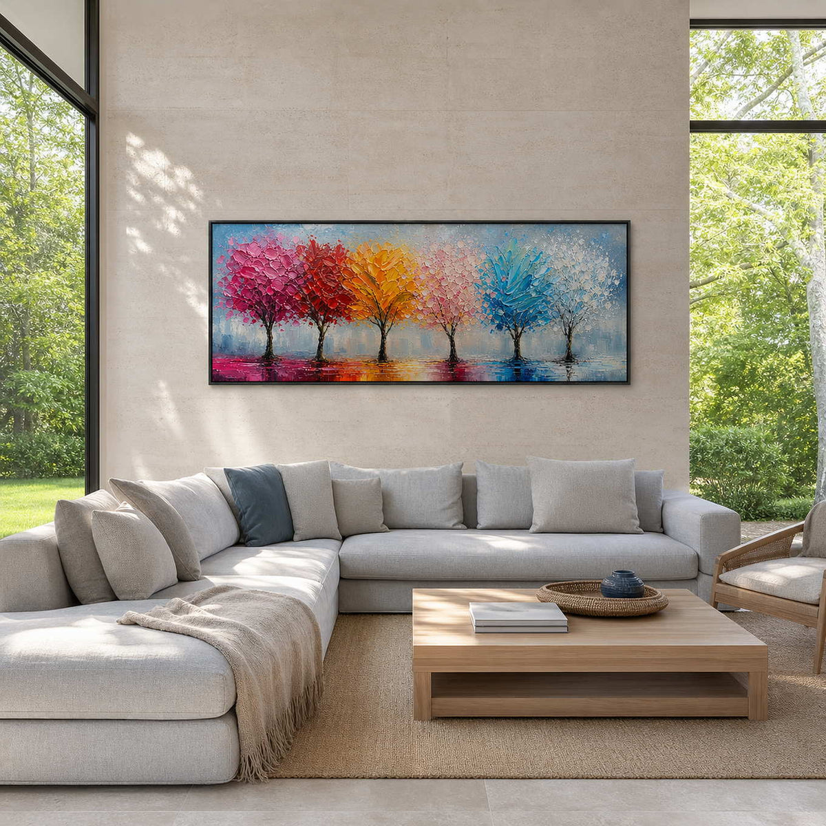 Colorful Landscape Wall Art displayed in a refined modern interior.