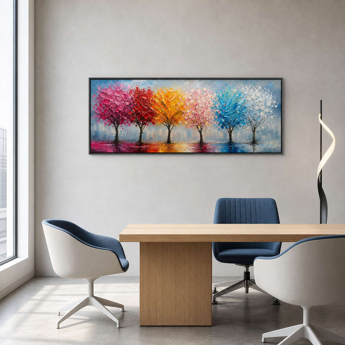 Colorful Landscape Wall Art displayed in a refined office.