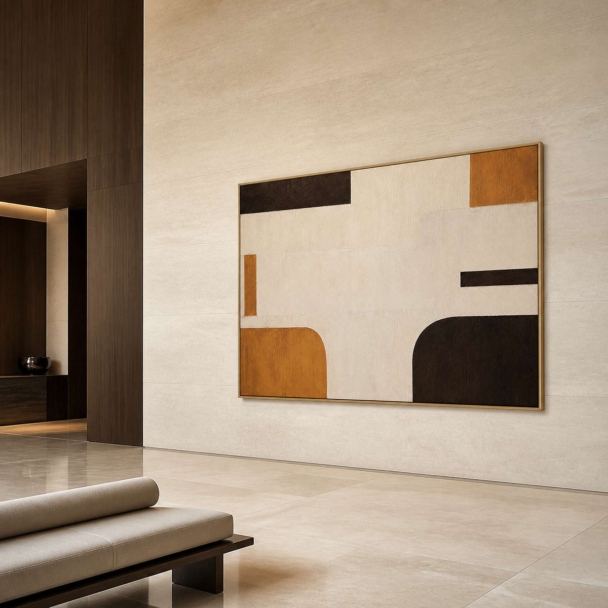 Two Corners Hold the Warmth in an elegant gold-framed lobby