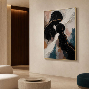 Textured Figurative Wall Art displayed in a refined hospitality lounge.