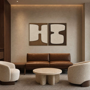 Minimalist Art Set displayed in a refined hospitality lounge.