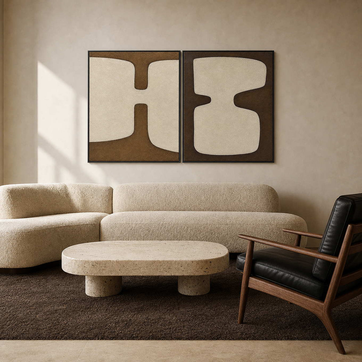 Minimalist Art Set displayed in a refined living room.
