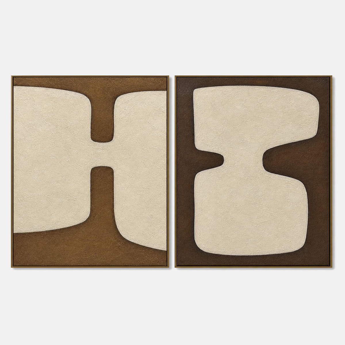 Hand-painted minimalist art set with earth tones, beige & cream, and neutral tones.