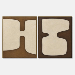Hand-painted minimalist art set with earth tones, beige & cream, and neutral tones.