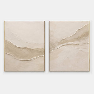 Hand-painted neutral textured art set in neutral, white, and beige & cream.