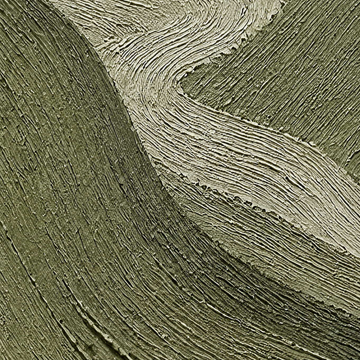 Close-up of fine olive and ivory ridges shaping the winding road.
