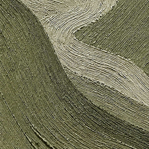 Close-up of fine olive and ivory ridges shaping the winding road.