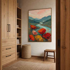 Textured Landscape Wall Art displayed in a refined hospitality lounge 2.
