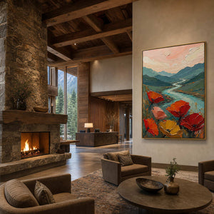 Textured Landscape Wall Art displayed in a refined hospitality lounge 3.