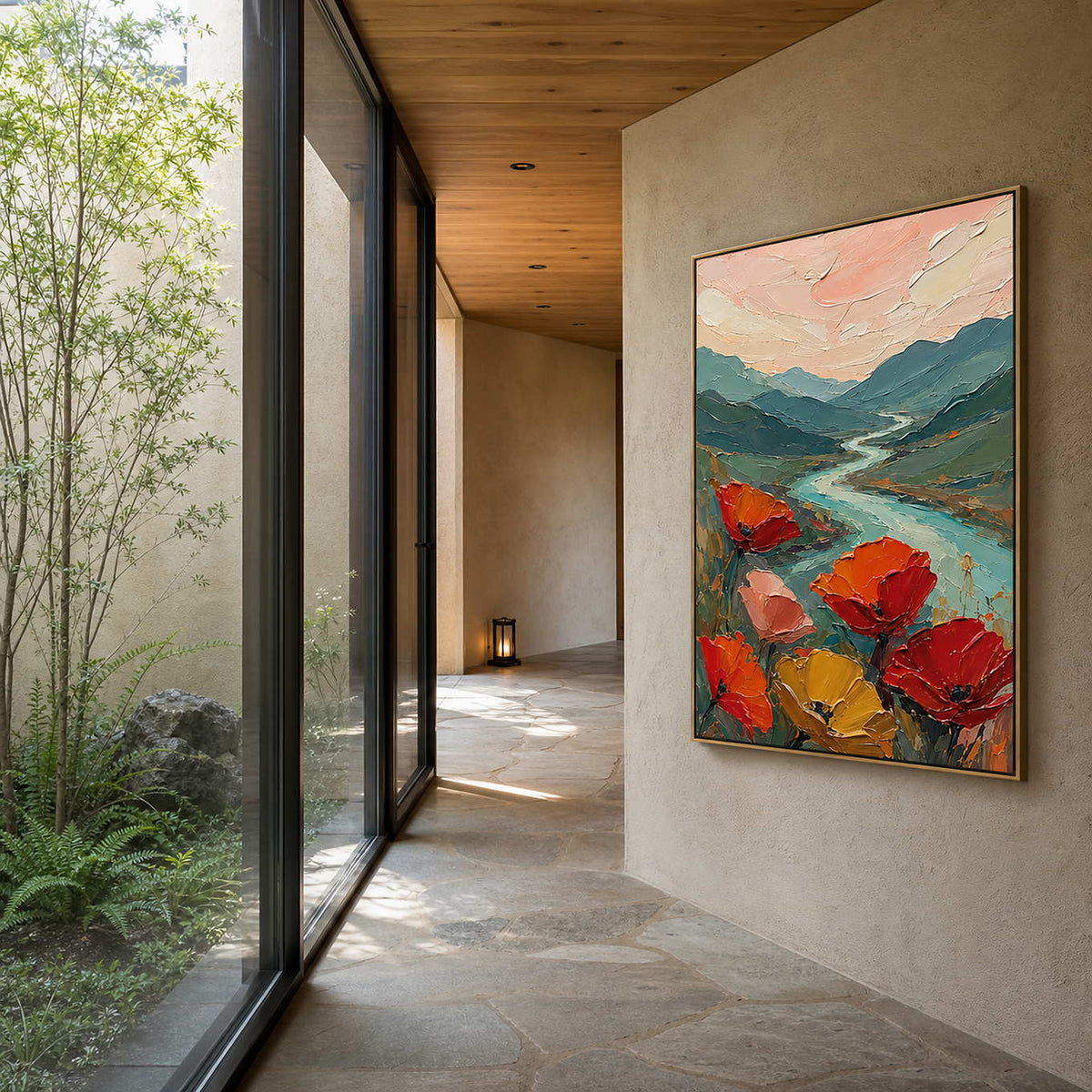 Textured Landscape Wall Art displayed in a refined modern interior.