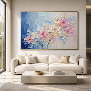 Where Blue Meets the First Bloom in a gold-framed living room