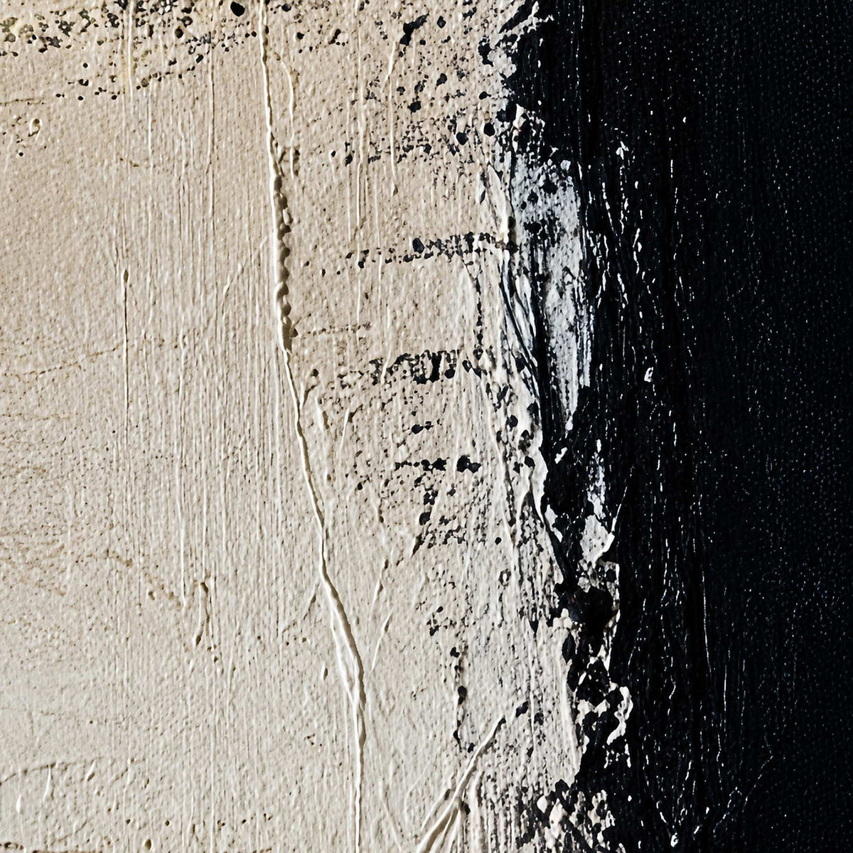 Close-up of fine scratched texture where warm beige paint meets the dark blue-black edge of Where Day Meets Night.