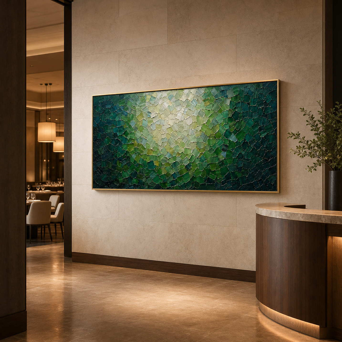 Textured Abstract Wall Art displayed in a refined hospitality.