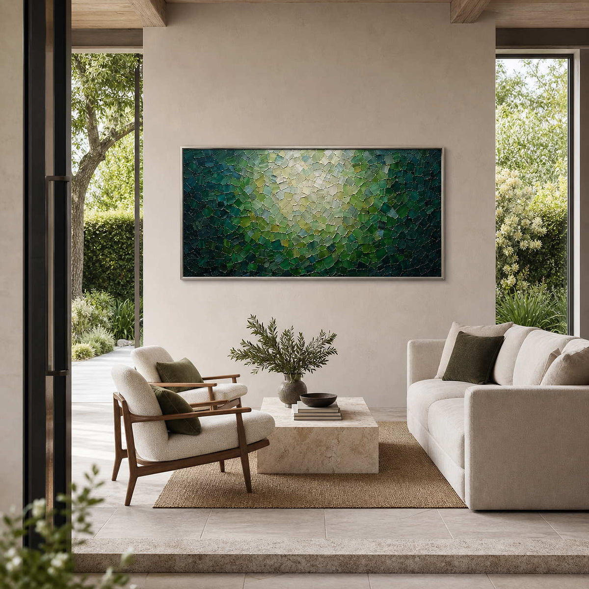 Textured Abstract Wall Art displayed in a refined living room.