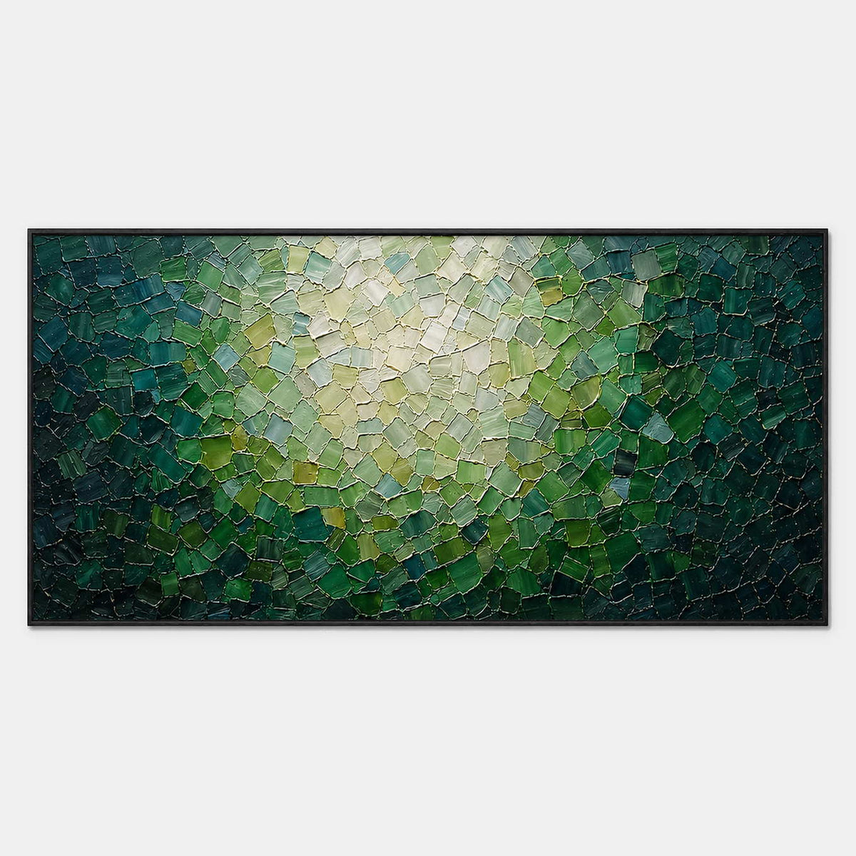 Hand-painted textured abstract wall art in green, neutral, and beige & cream.