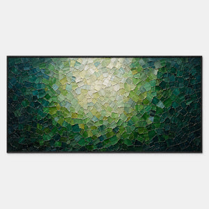 Hand-painted textured abstract wall art in green, neutral, and beige & cream.