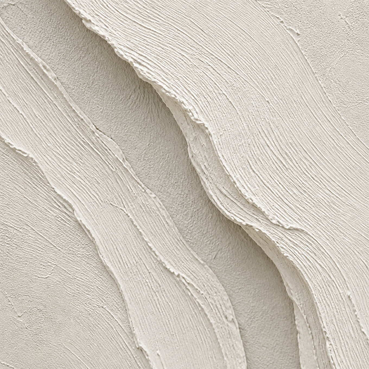 Close-up of cream canvas texture, raised ivory edges, and layered palette-knife marks.