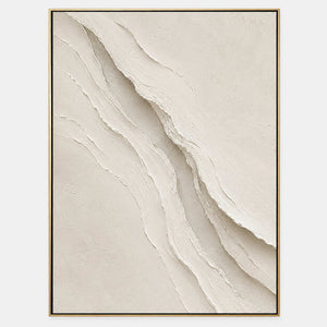 Hand-painted ivory abstract wall art with layered cream palette-knife relief.