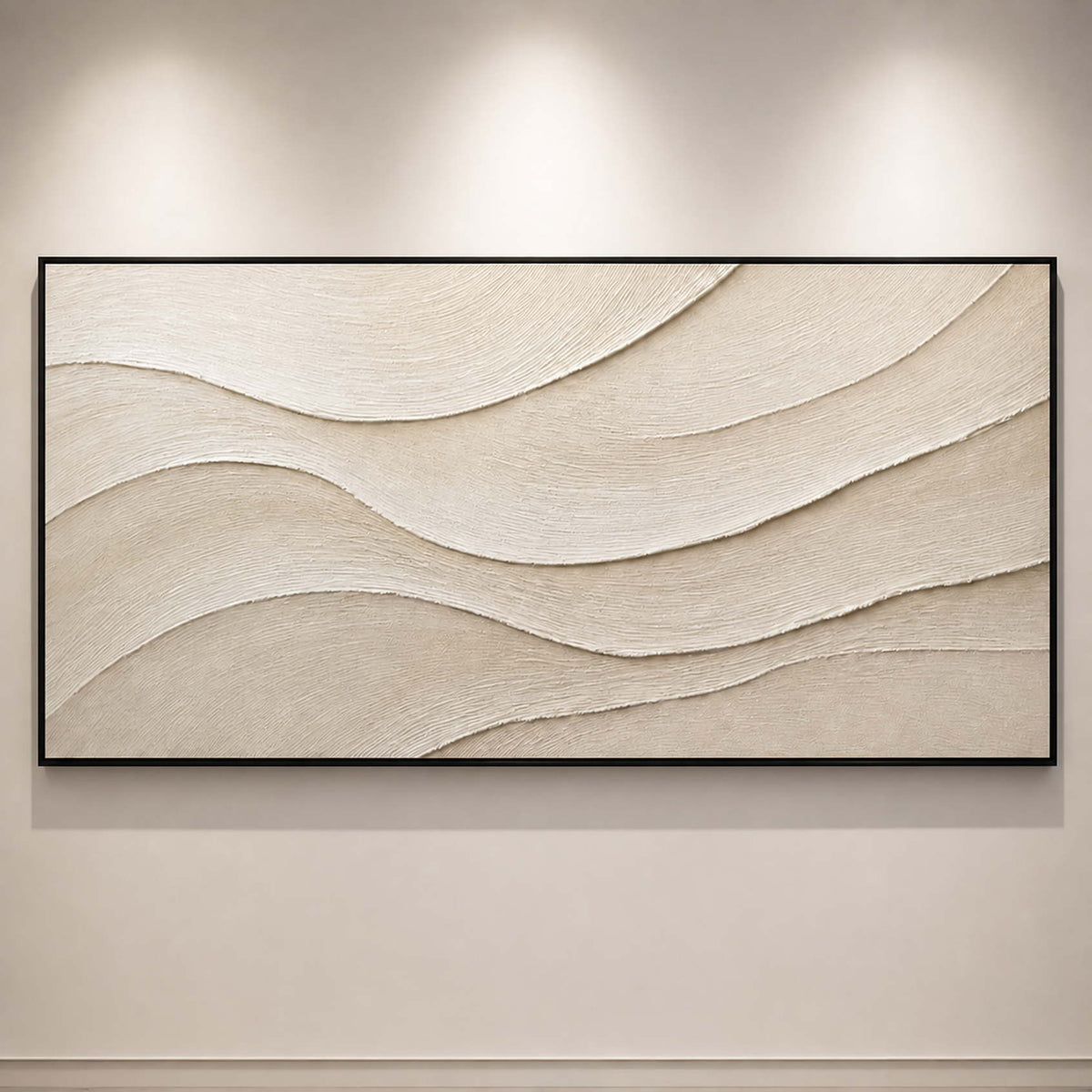 Sculptural minimalist wall art viewed close-up in a contemporary gallery.