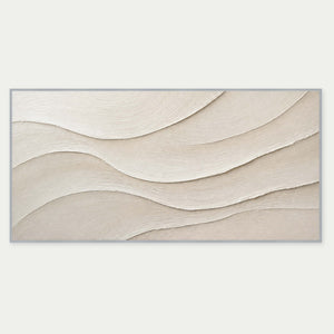 Layered ivory and warm beige relief flowing in quiet panoramic waves.