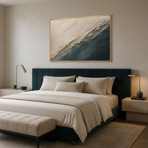 Textured Coastal Wall Art displayed in a refined bedroom.