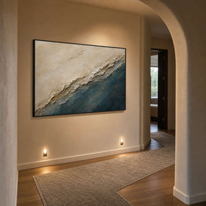 Textured Coastal Wall Art displayed in a refined entryway.