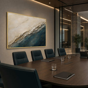 Textured Coastal Wall Art displayed in a refined office.