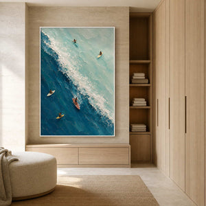 Textured Coastal Wall Art displayed in a refined bathroom.