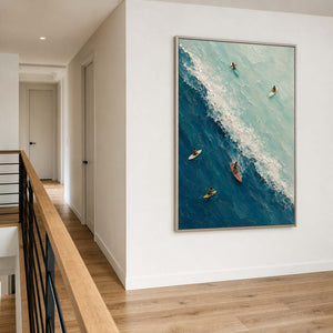 Textured Coastal Wall Art displayed in a refined entryway.