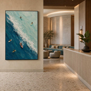 Textured Coastal Wall Art displayed in a refined hospitality.